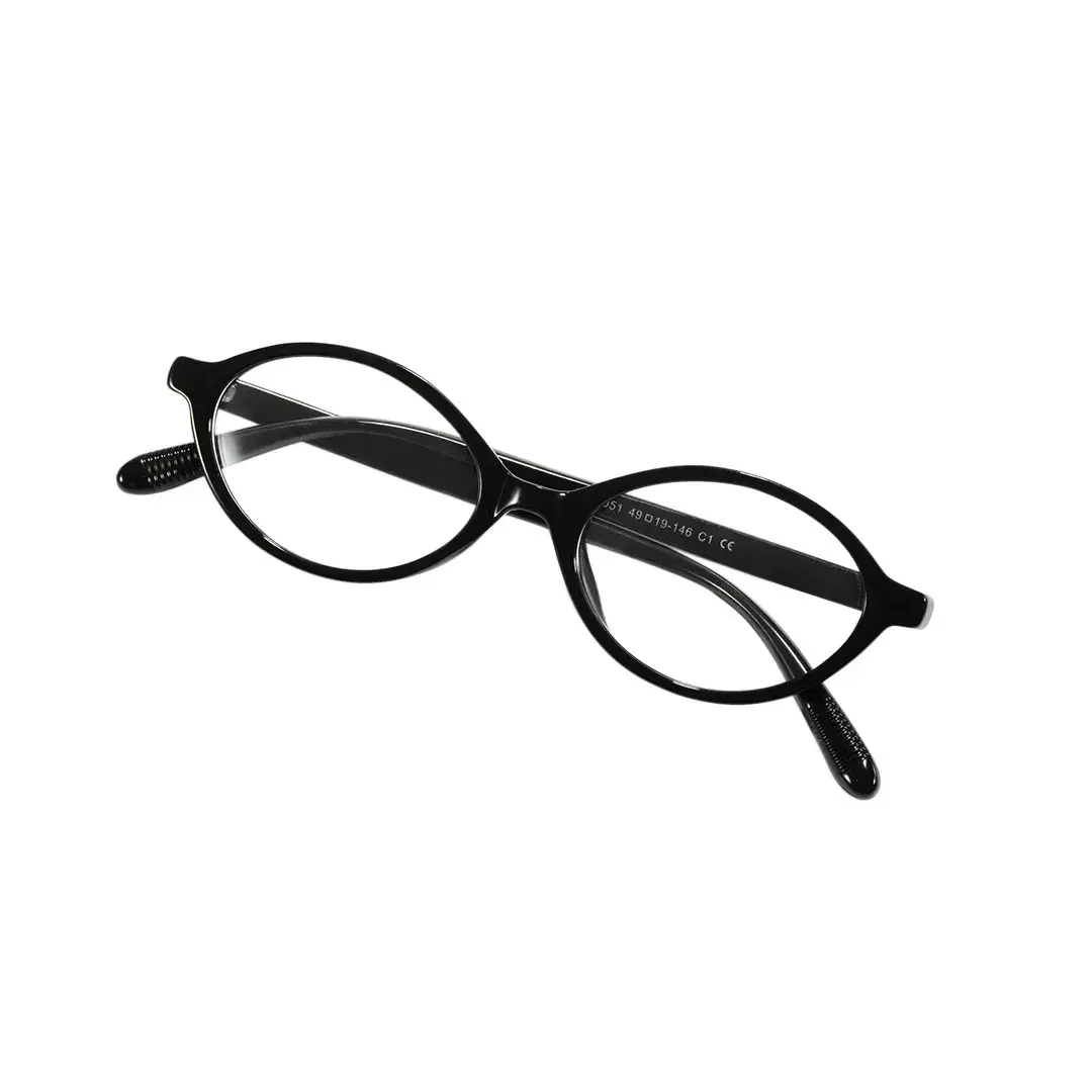 Front folded view of Isral y2k nerd oval tr90 eyeglasses OR0312402 in black