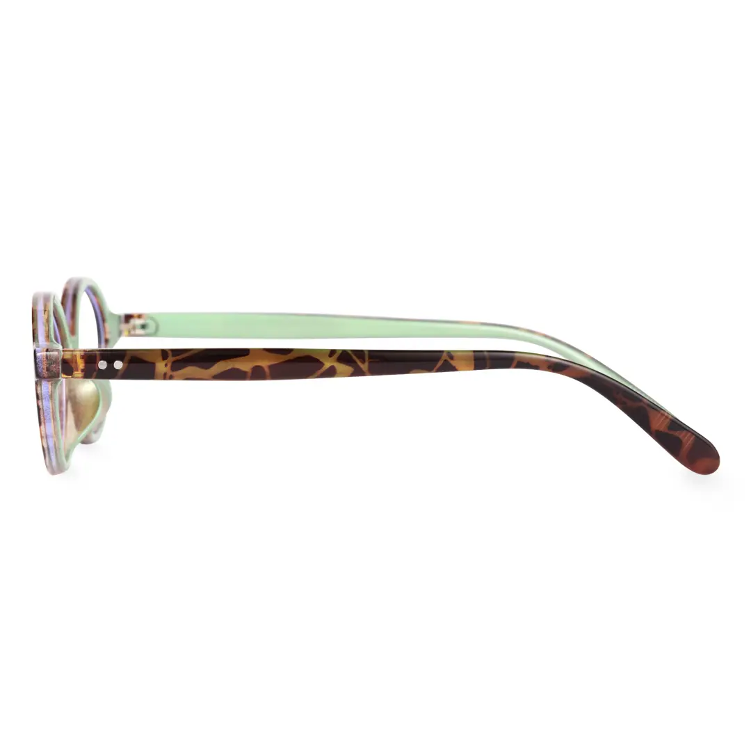 Side view of isra y2k oval tr90 eyeglasses or0312402 in brown tortoise