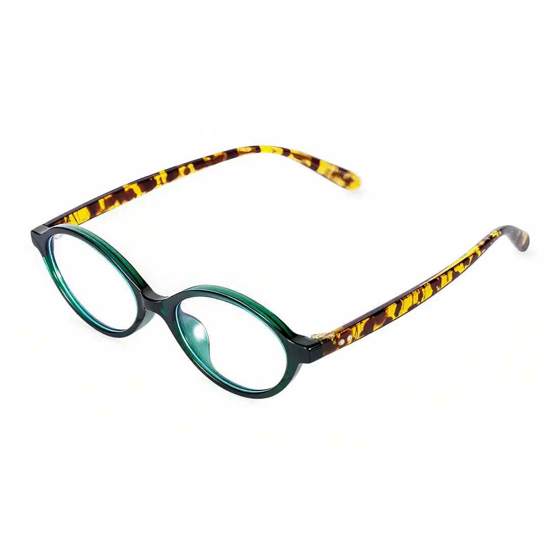 Angle view of isra y2k oval tr90 eyeglasses or0312402 in green