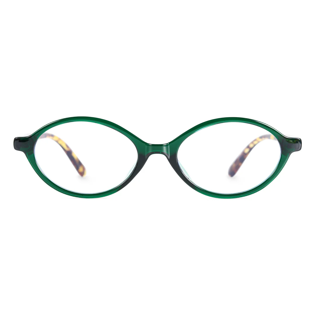 Front view of isra y2k oval tr90 eyeglasses or0312402 in green