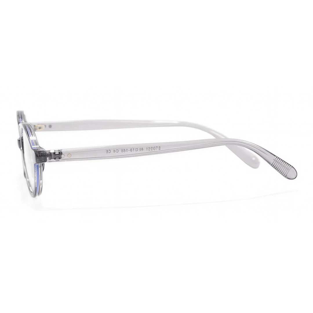Side view of Isral vintage oval tr90 eyeglasses in grey. SPU: OR0312402