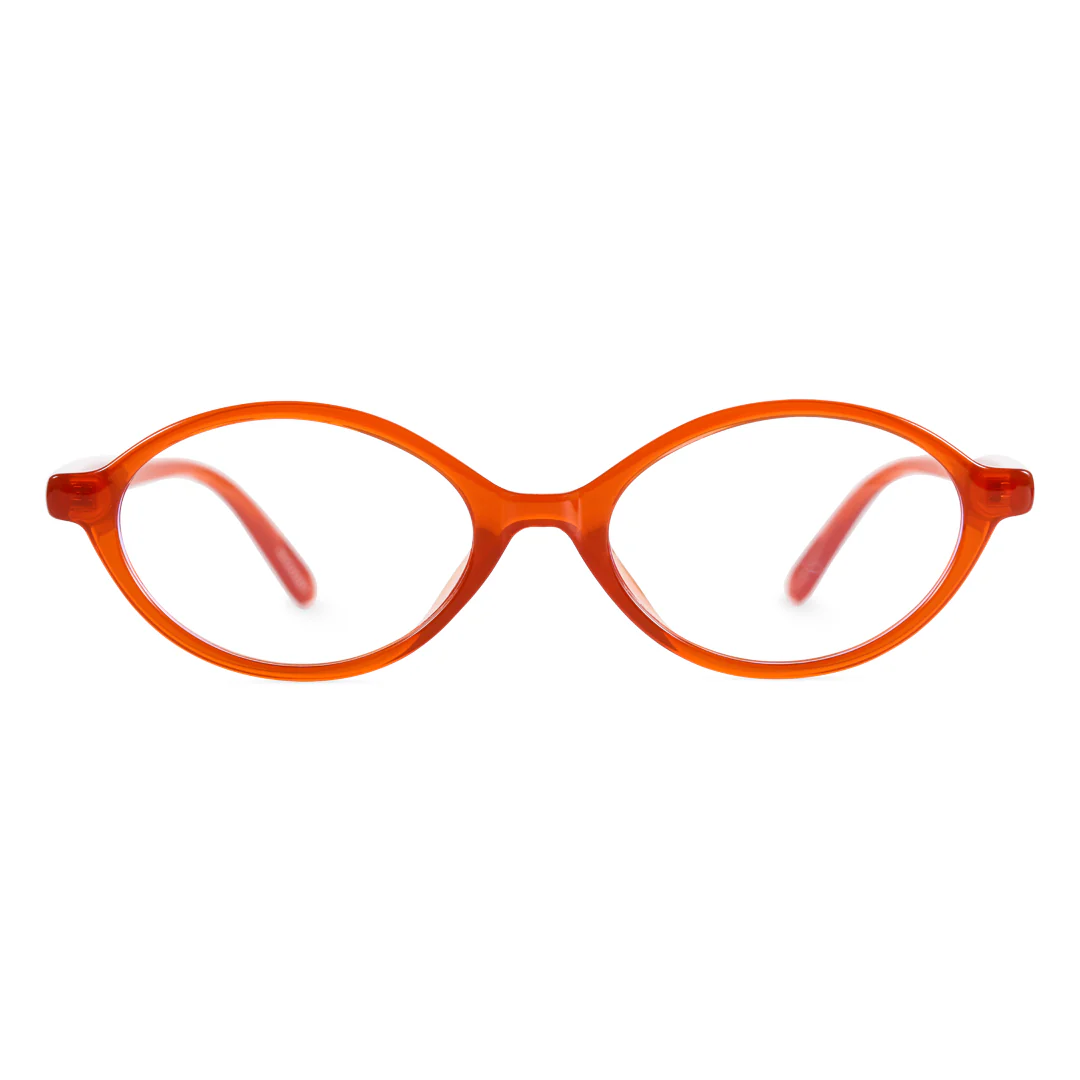 Front view of isra y2k oval tr90 eyeglasses or0312402 in orange