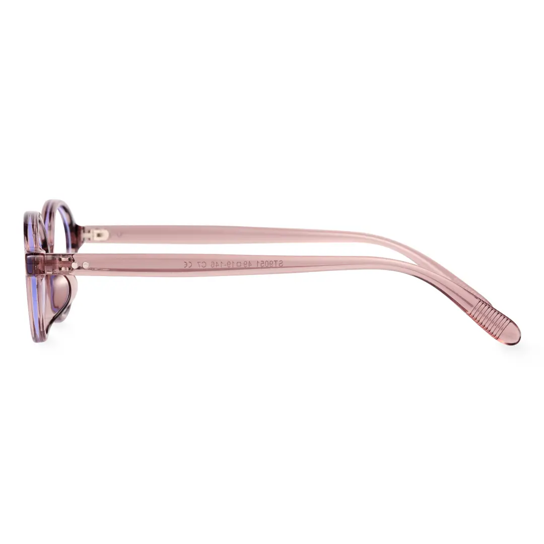 Side view of isra y2k oval tr90 eyeglasses or0312402 in pink