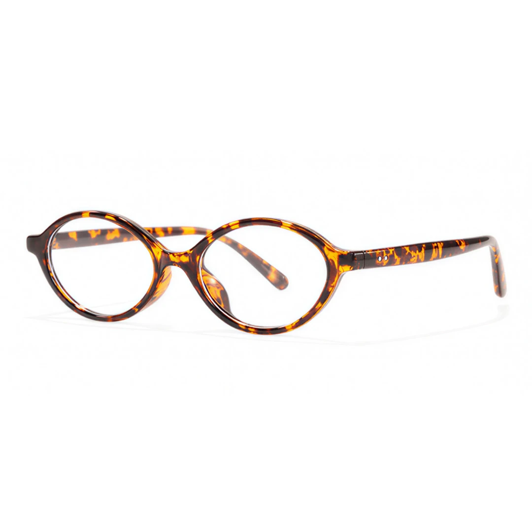 Angle view of Isral vintage oval tr90 eyeglasses in tortoise. SPU: OR0312402