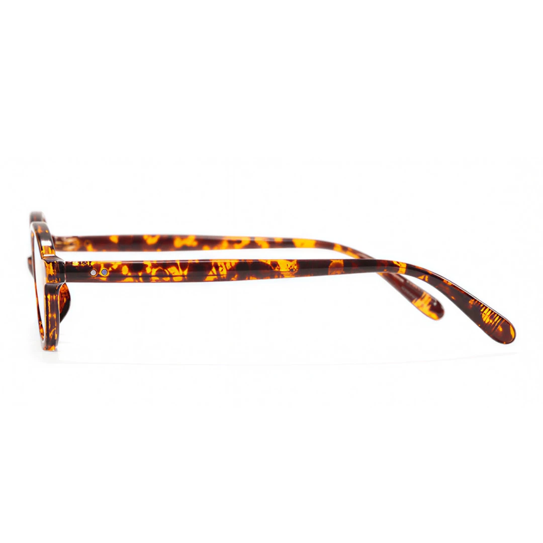 Side view of Isral vintage oval tr90 eyeglasses in tortoise. SPU: OR0312402