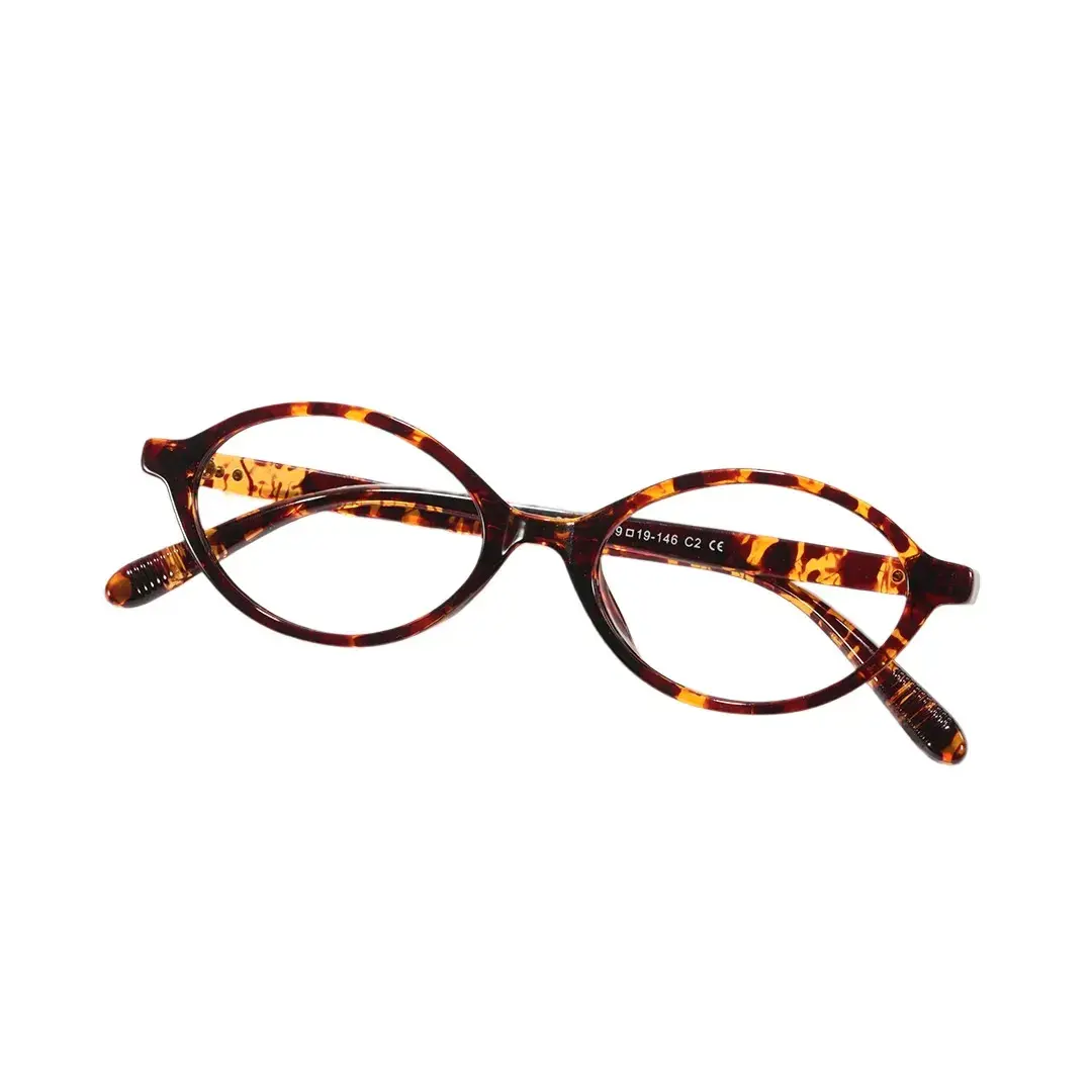Front folded view of Isral y2k nerd oval tr90 eyeglasses OR0312402 in tortoise