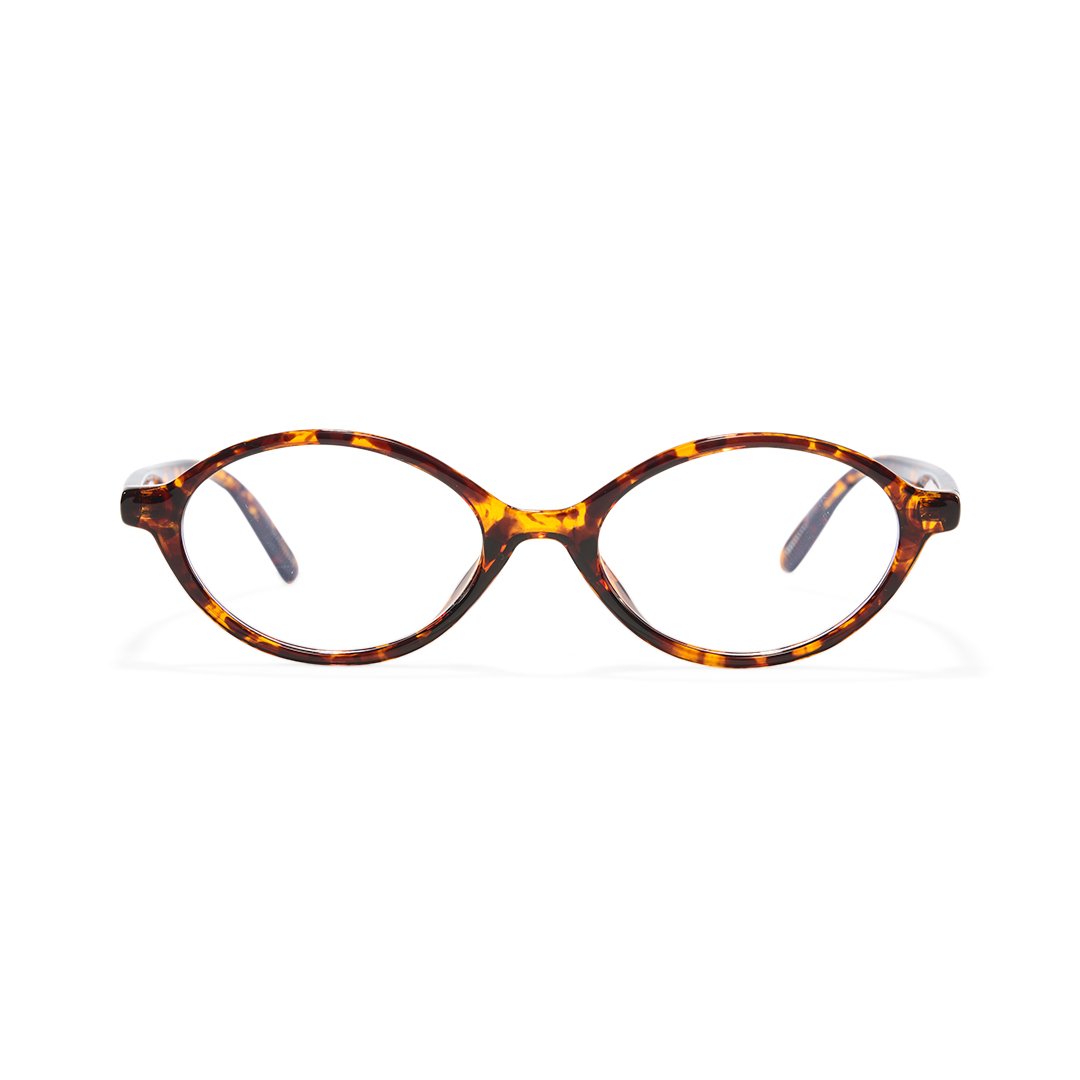 Front view of Isral y2k oval tr90 eyeglasses OR0312402 in tortoise