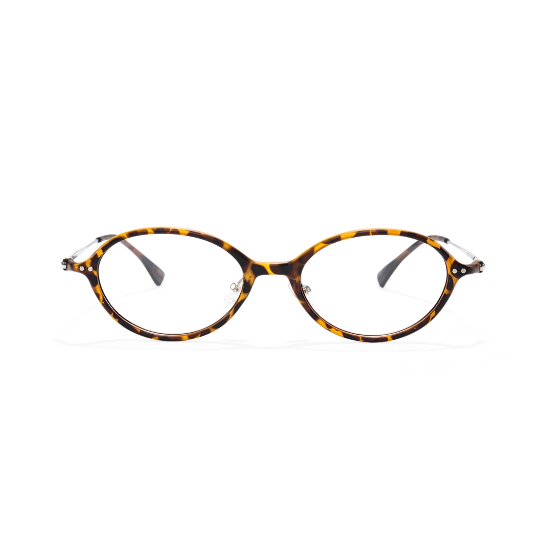 Front view of Perrin oval tr90 magnetic clip-on eyeglasses set with interchangeable toppers OR0372601 in tortoise