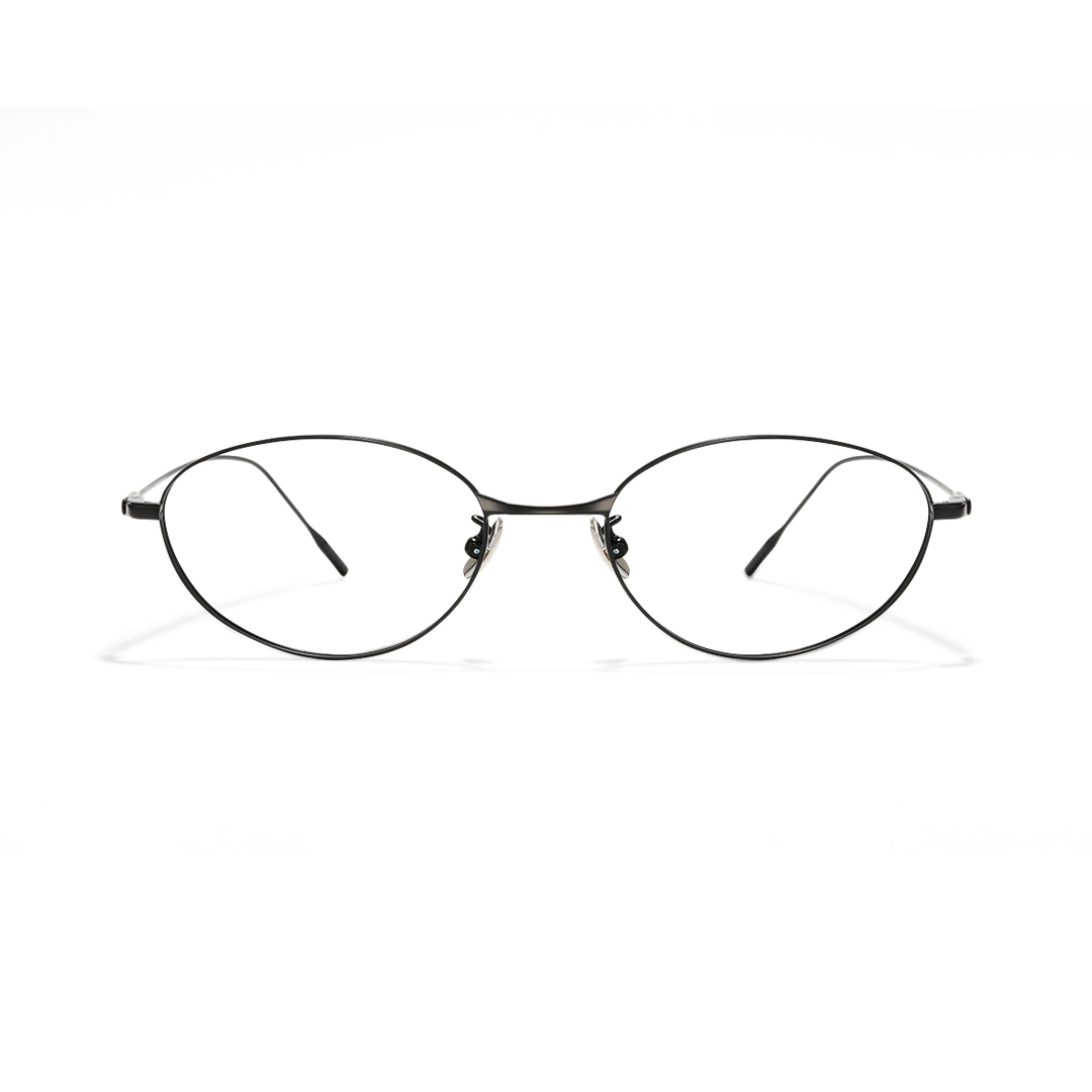 Front view of Value y2k oval titanium eyeglasses OT0072501 in black
