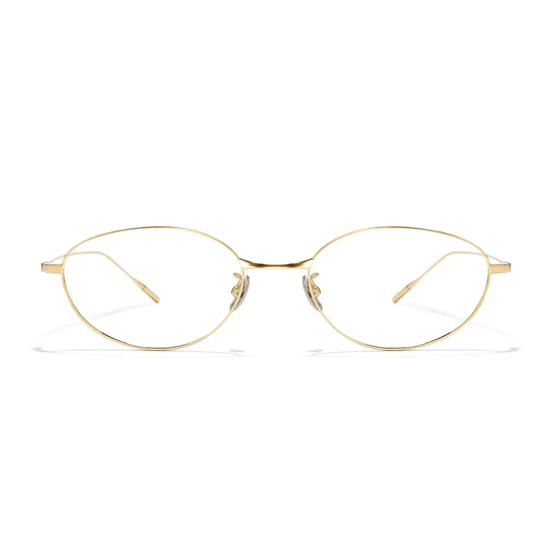 Front view of Value oval titanium eyeglasses OT0072501 in gold