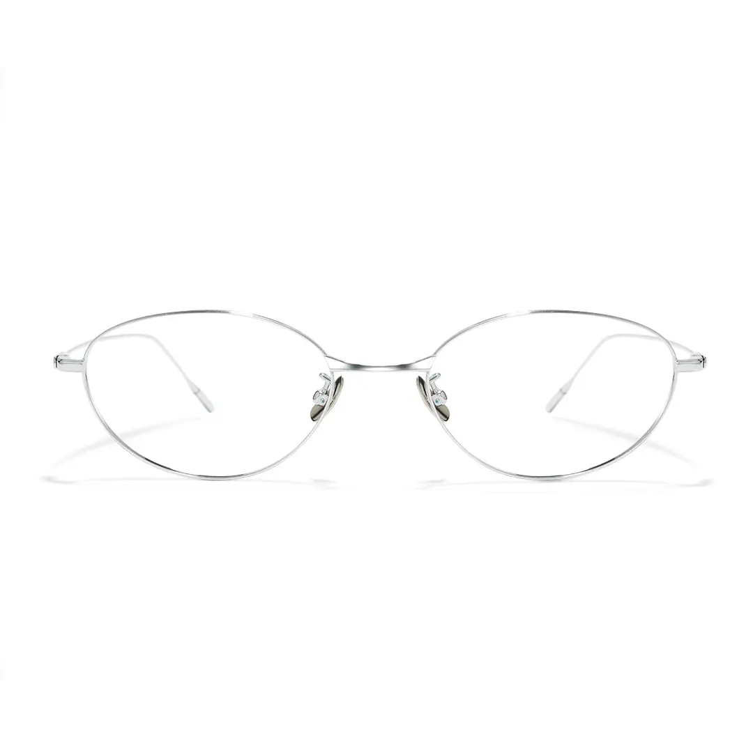 Front view of Value y2k oval titanium eyeglasses OT0072501 in silver