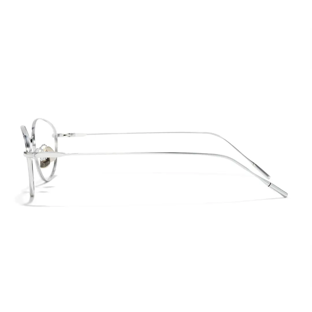 Side view of Value y2k oval titanium eyeglasses OT0072501 in silver