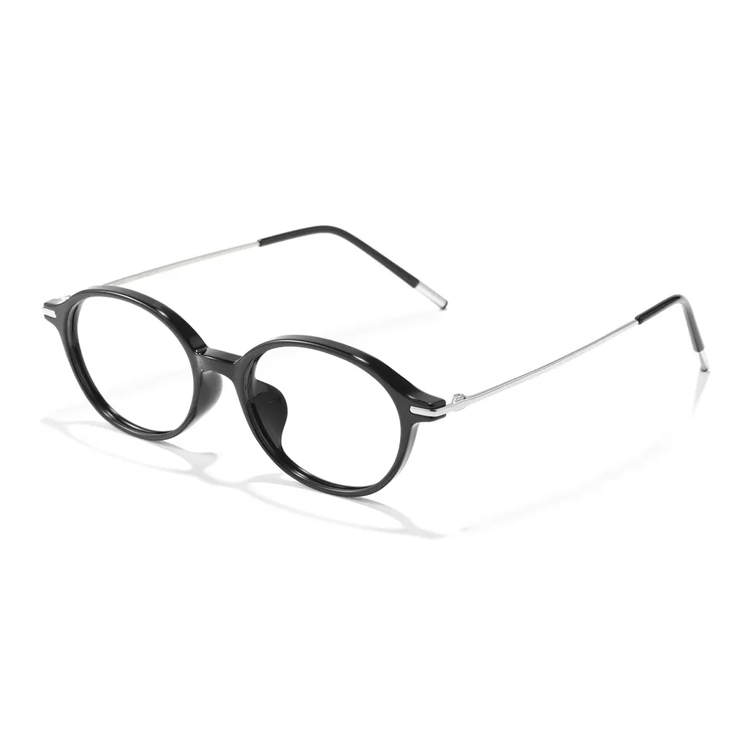 Angle view of Skip y2k oval titanium eyeglasses OT0102412 in black