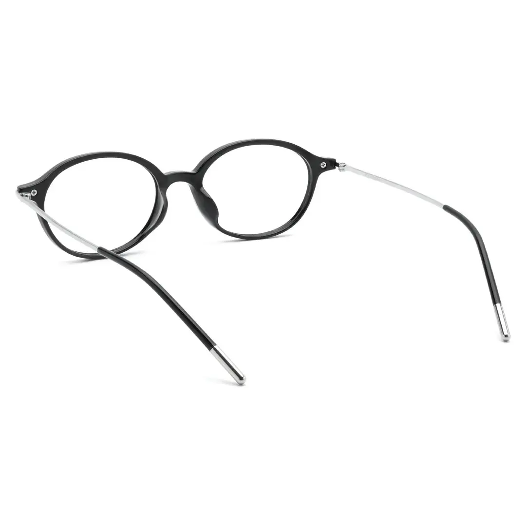 Back view of Skip y2k oval titanium eyeglasses OT0102412 in black