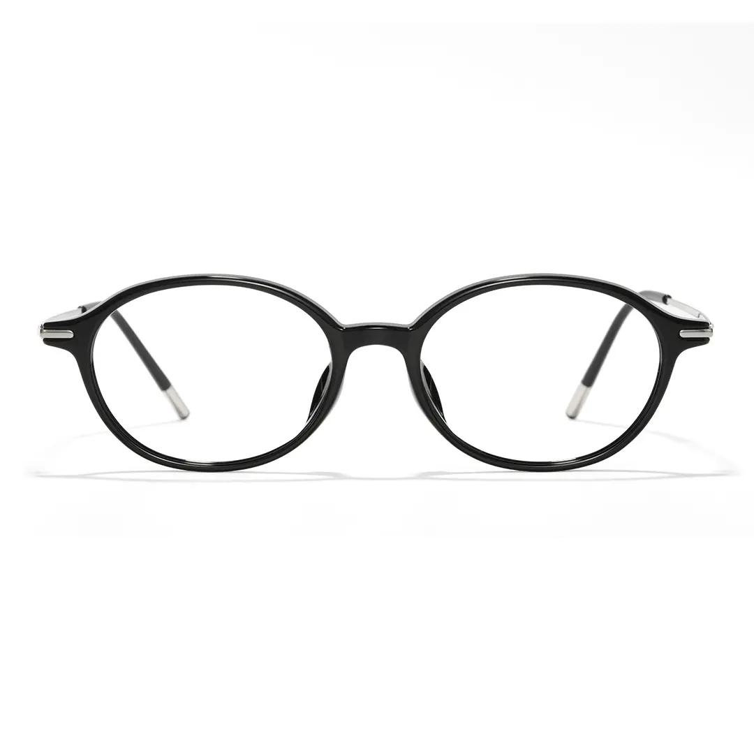 Front view of Skip y2k oval titanium eyeglasses OT0102412 in black