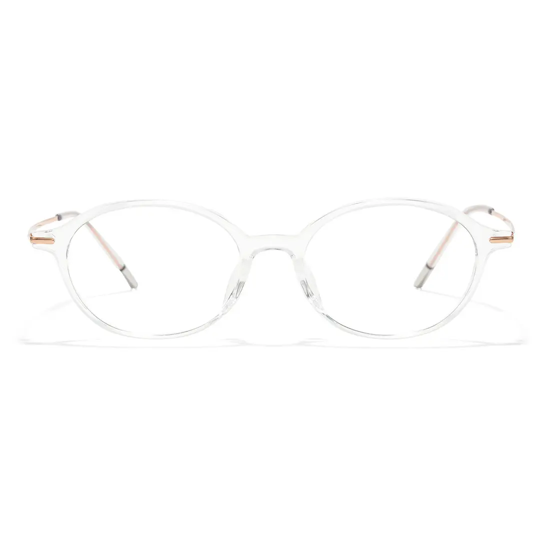 Front view of Skip y2k oval titanium eyeglasses OT0102412 in clear