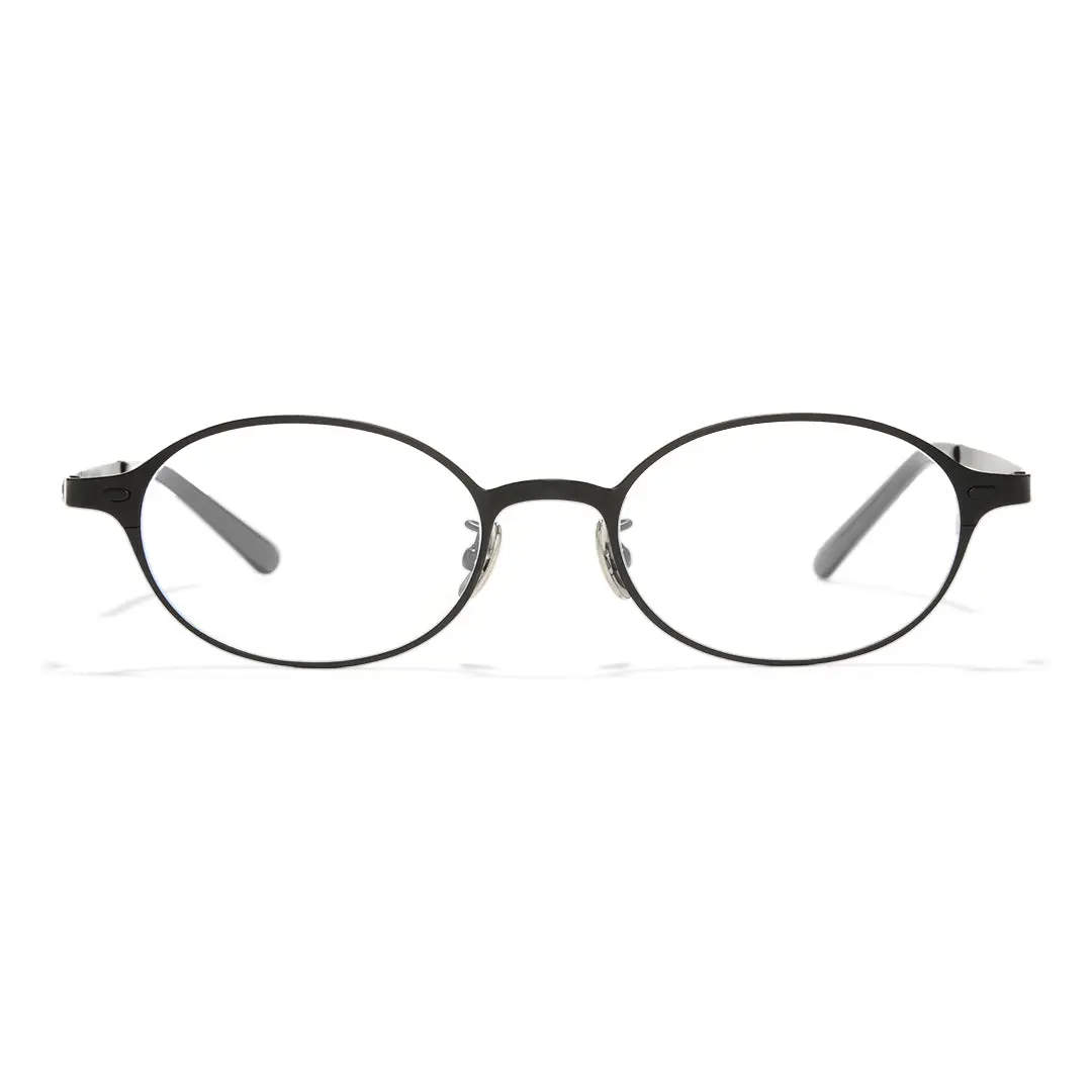 Front view of Tompkin y2k oval titanium eyeglasses OT0132412 in black