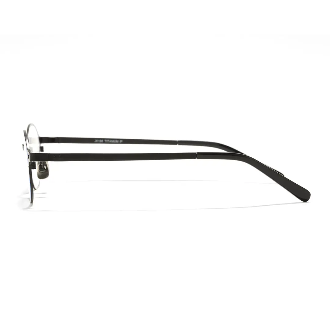 Side view of Tompkin y2k oval titanium eyeglasses OT0132412 in black