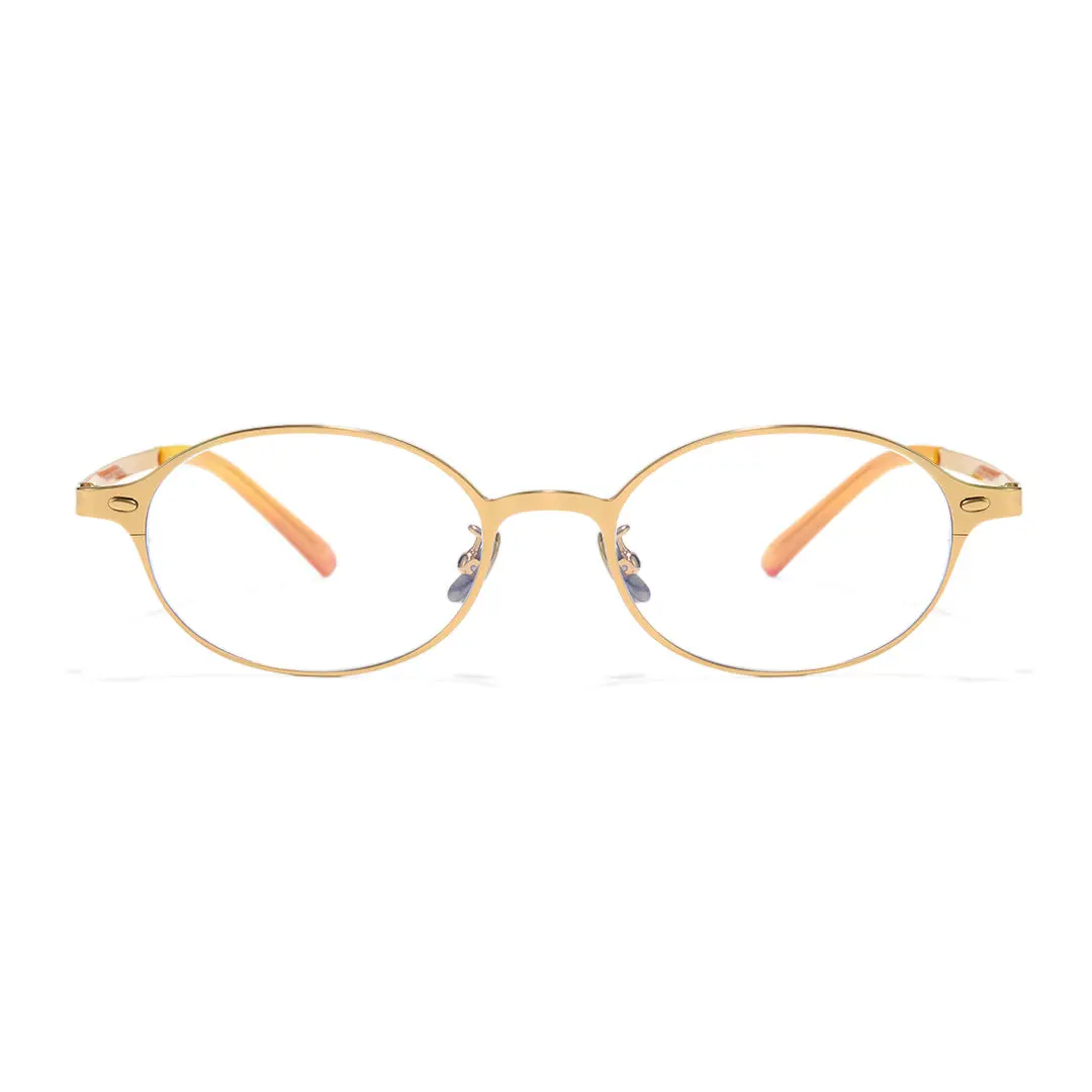 Front view of Tompkin y2k oval titanium eyeglasses OT0132412 in gold