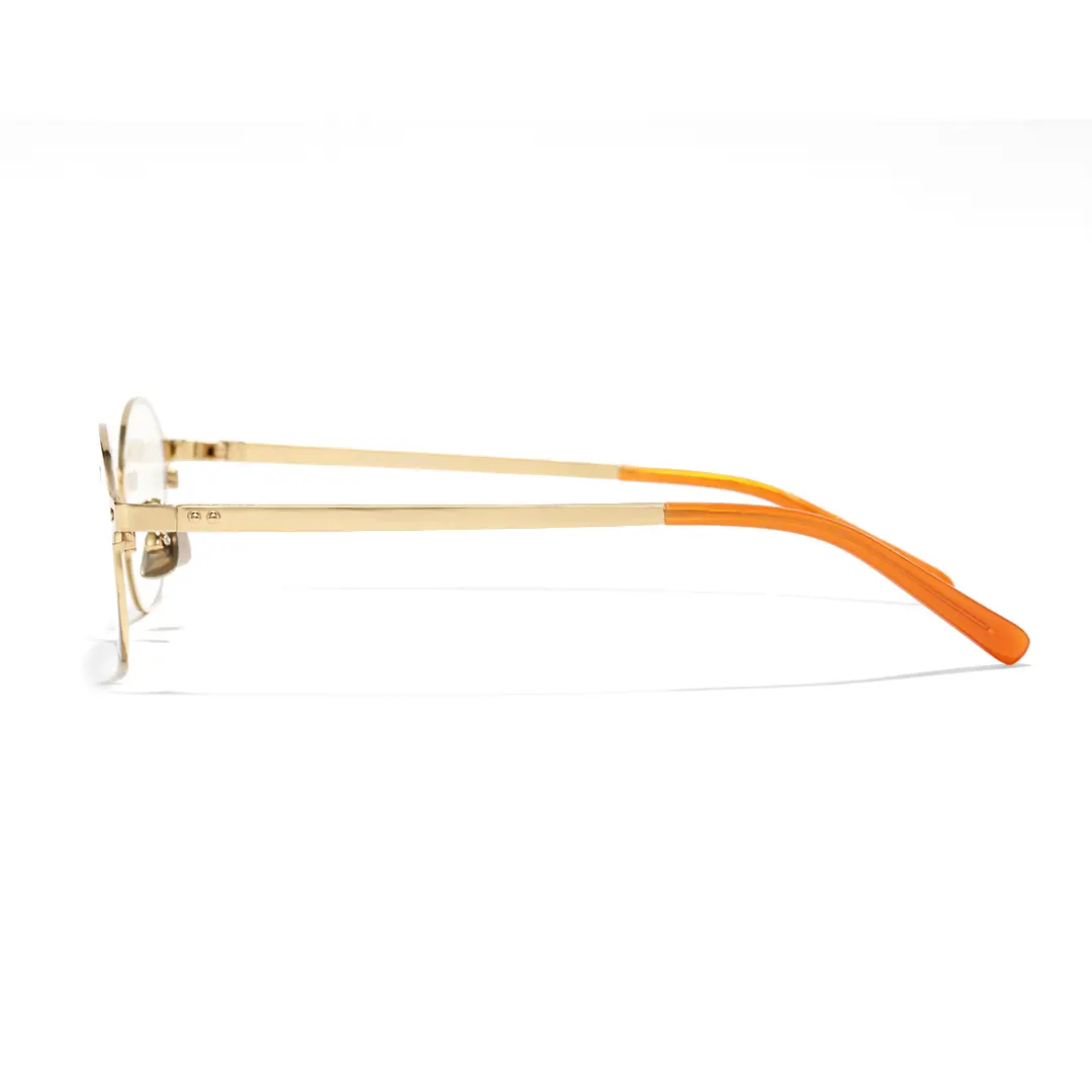 Side view of Tompkin y2k oval titanium eyeglasses OT0132412 in gold