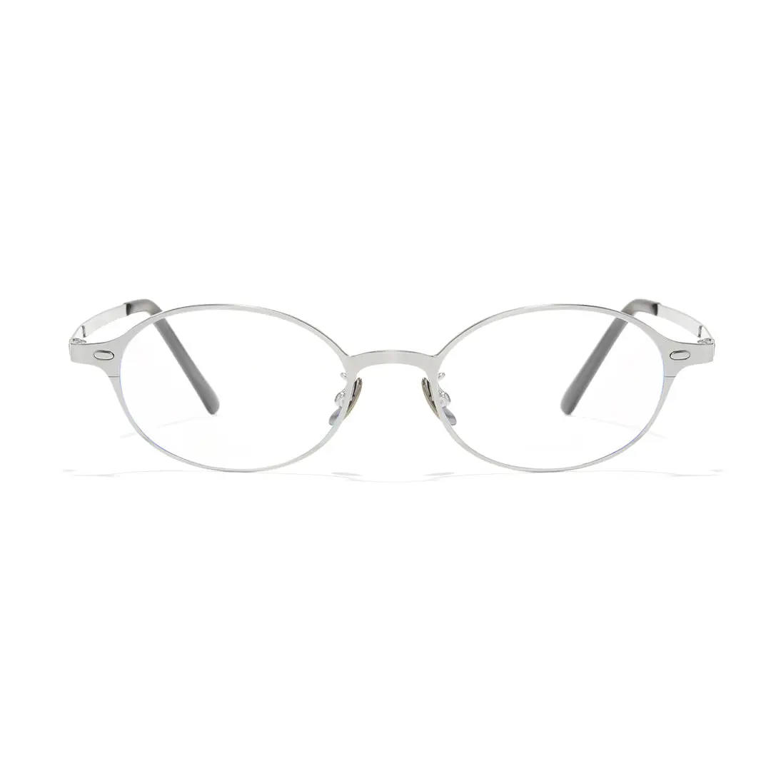 Front view of Tompkin y2k oval titanium eyeglasses OT0132412 in silver