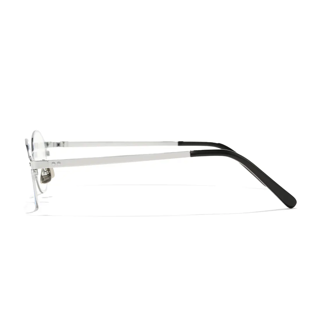 Side view of Tompkin y2k oval titanium eyeglasses OT0132412 in silver