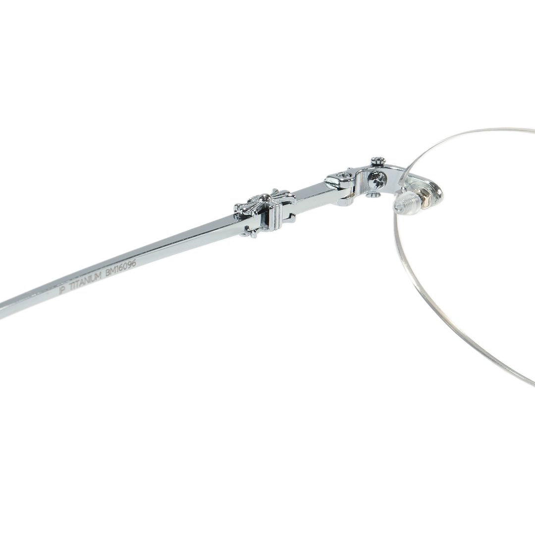 Spring hinge detail of Zuri fashion oval titanium eyeglasses OT0142604 in silver