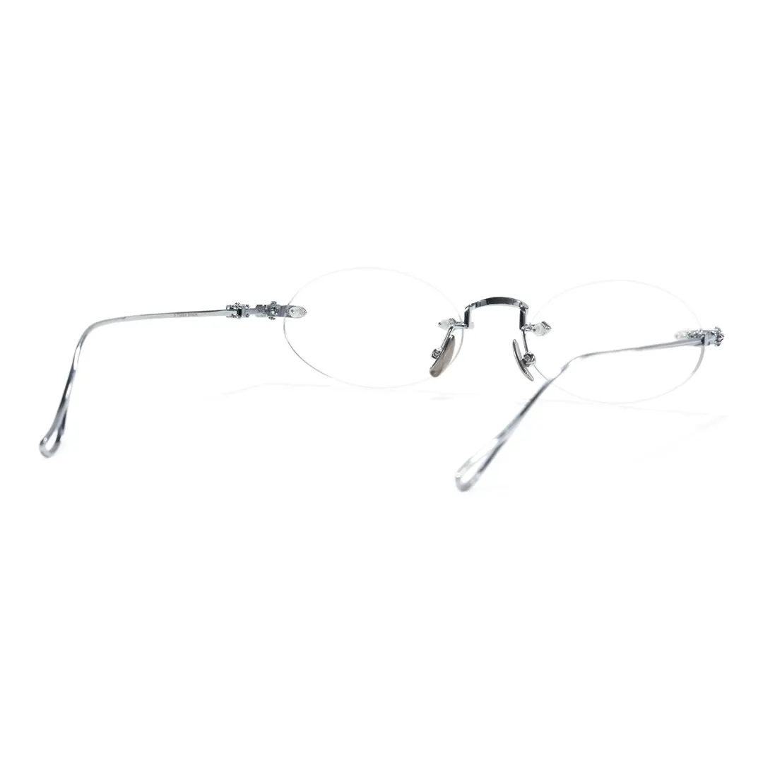 Back view of Zuri oval titanium eyeglasses OT0142604 in silver