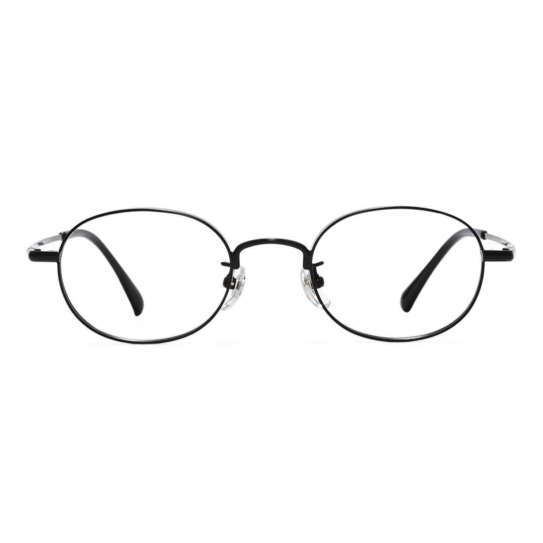 Front view of Astr y2k oval titanium eyeglasses OT0282502 in black