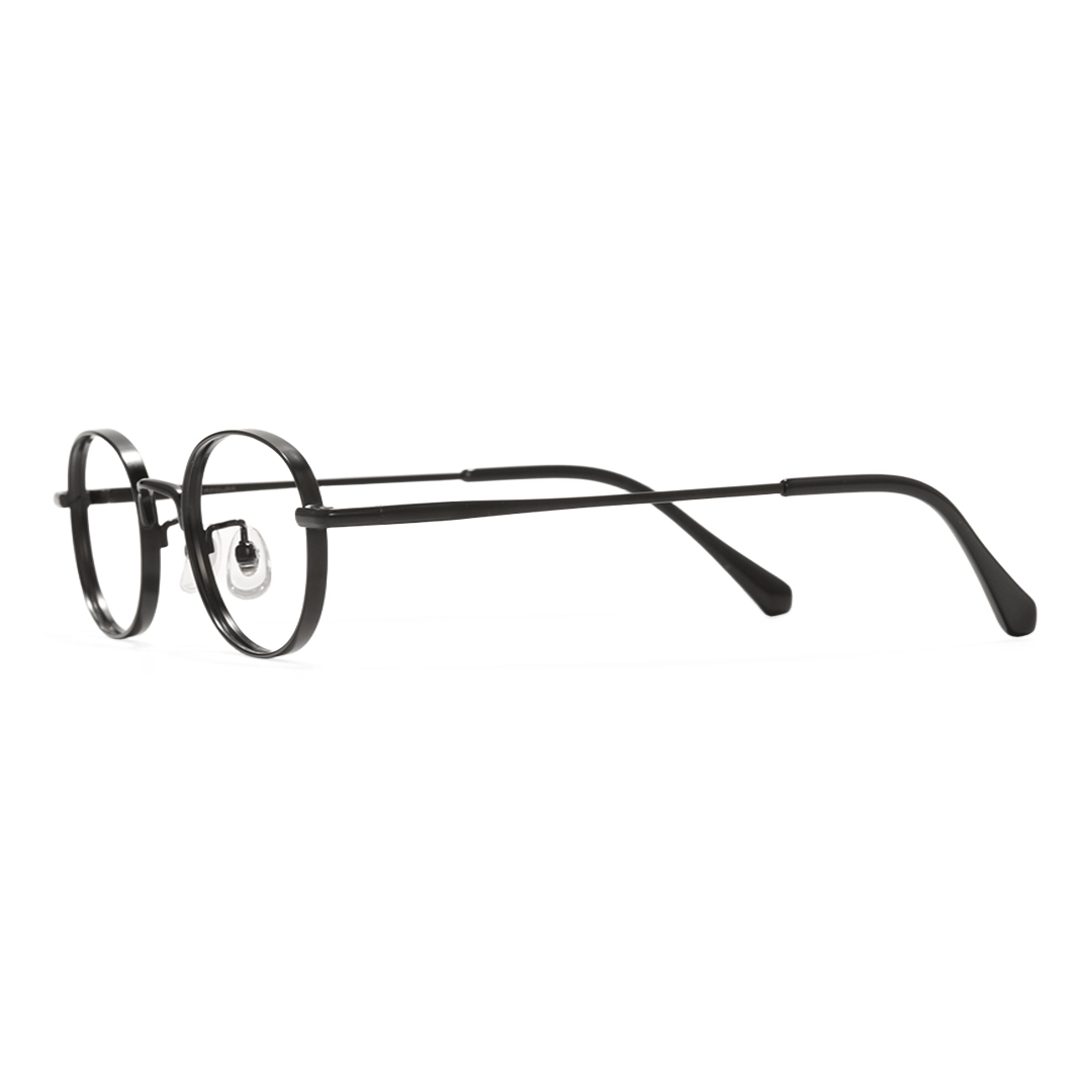 Side view of Astr y2k oval titanium eyeglasses OT0282502 in black