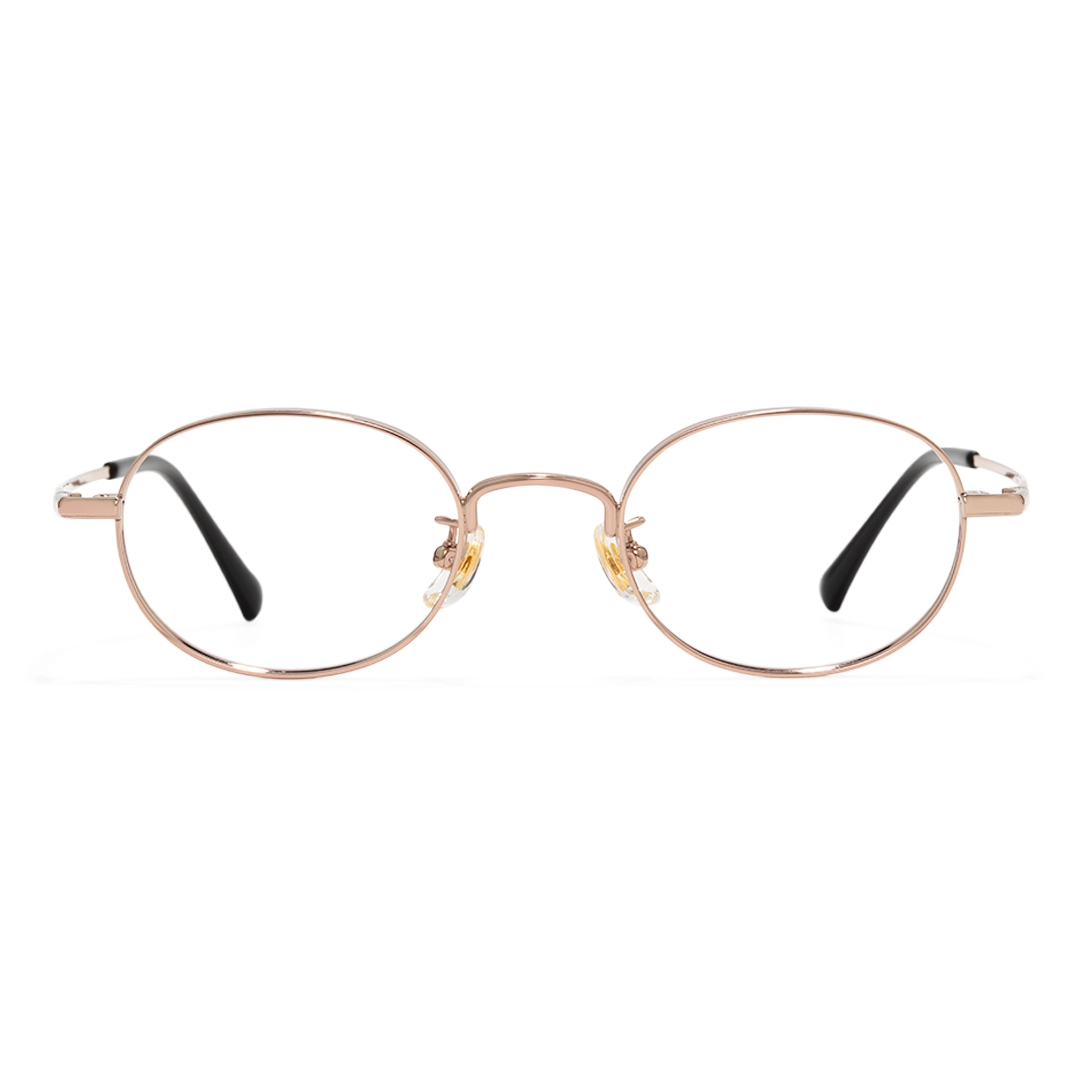 Front view of Astr y2k oval titanium eyeglasses OT0282502 in gold