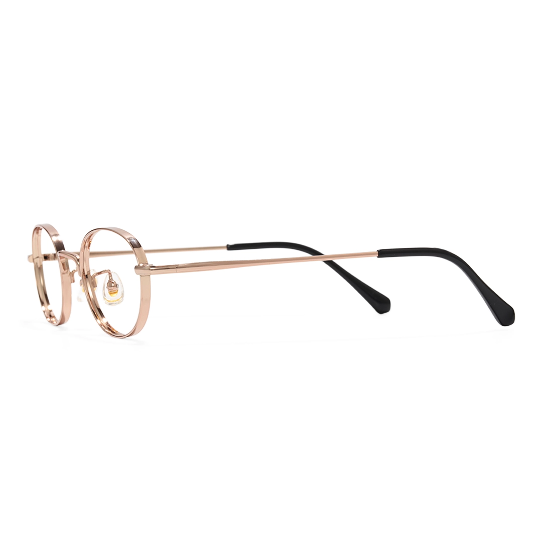 Side view of Astr y2k oval titanium eyeglasses OT0282502 in gold