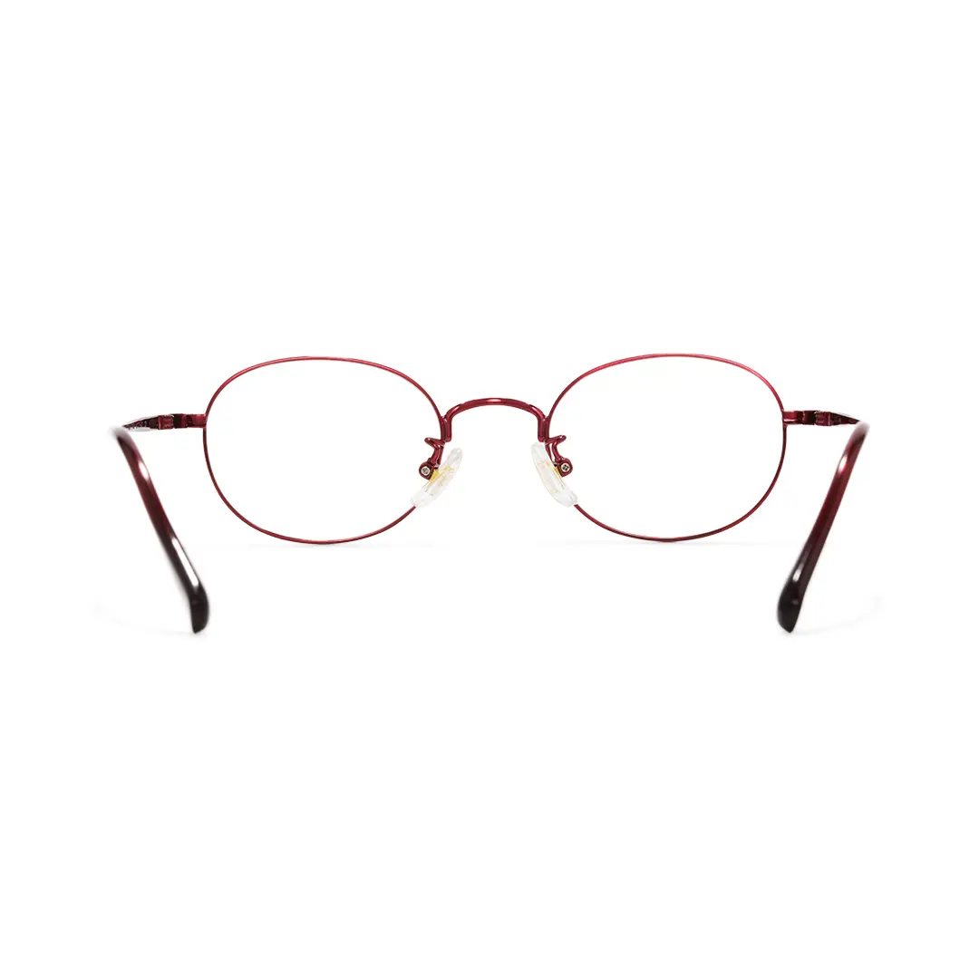 Back view of Astr oval titanium eyeglasses OT0282502 in red