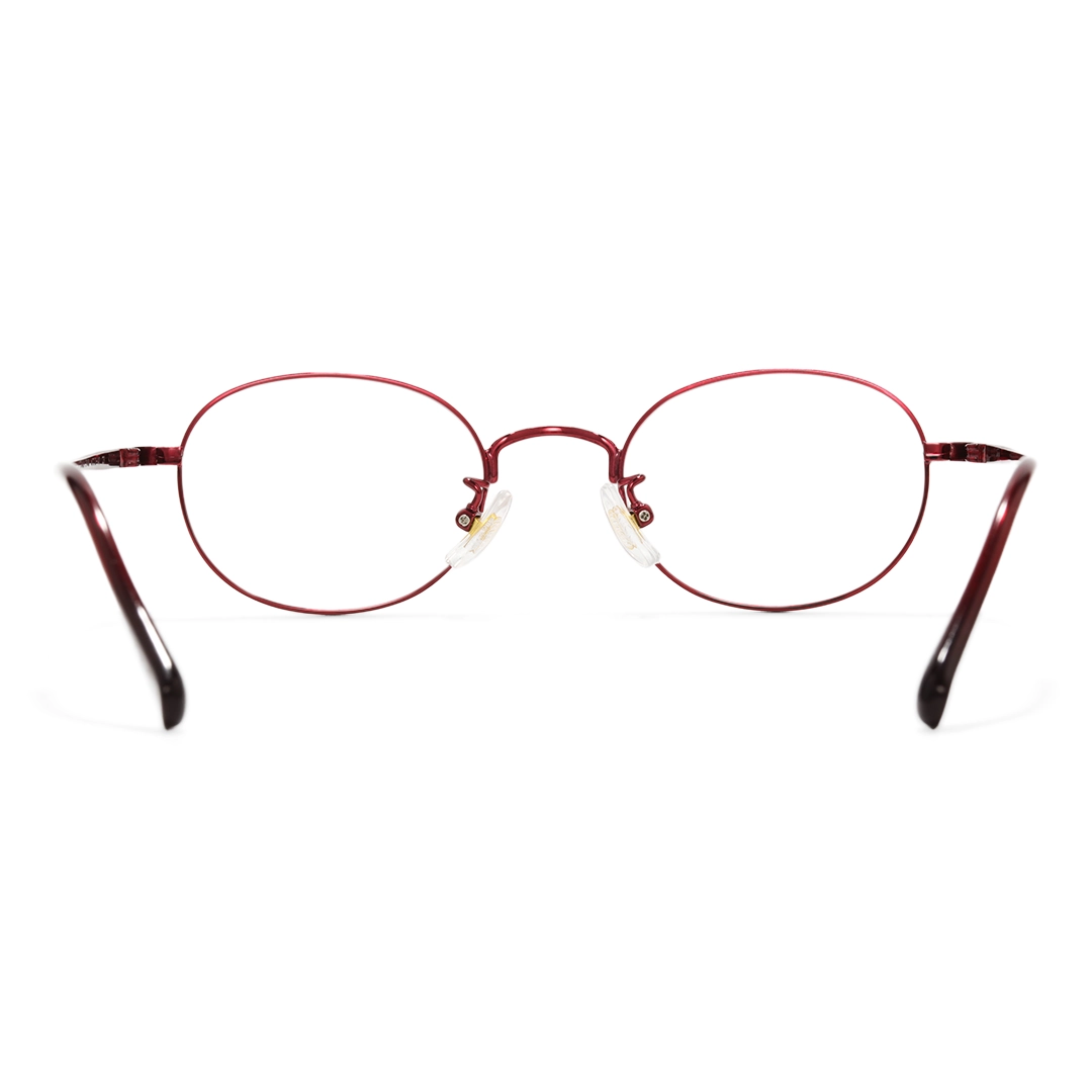Back view of Astr y2k oval titanium eyeglasses OT0282502 in red