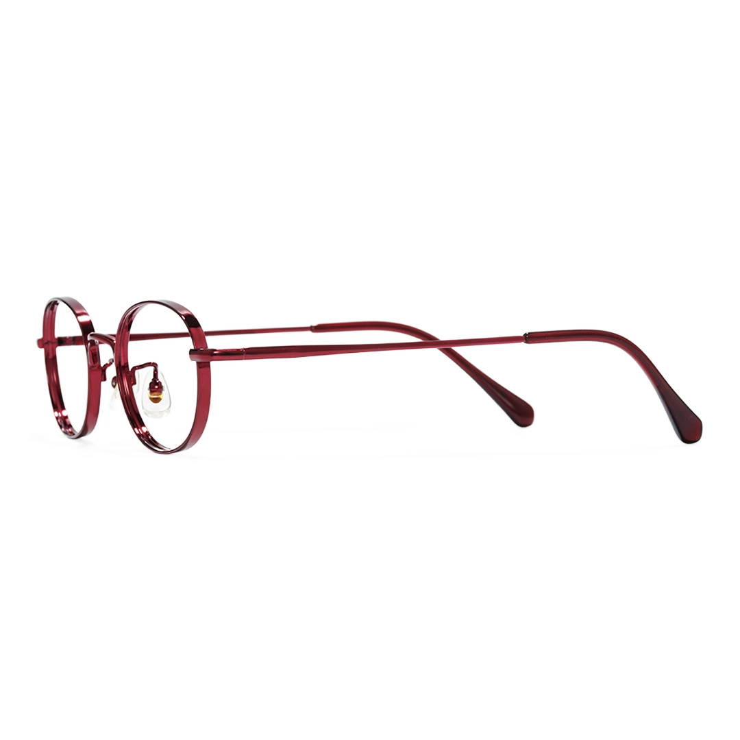 Side view of Astr y2k oval titanium eyeglasses OT0282502 in red