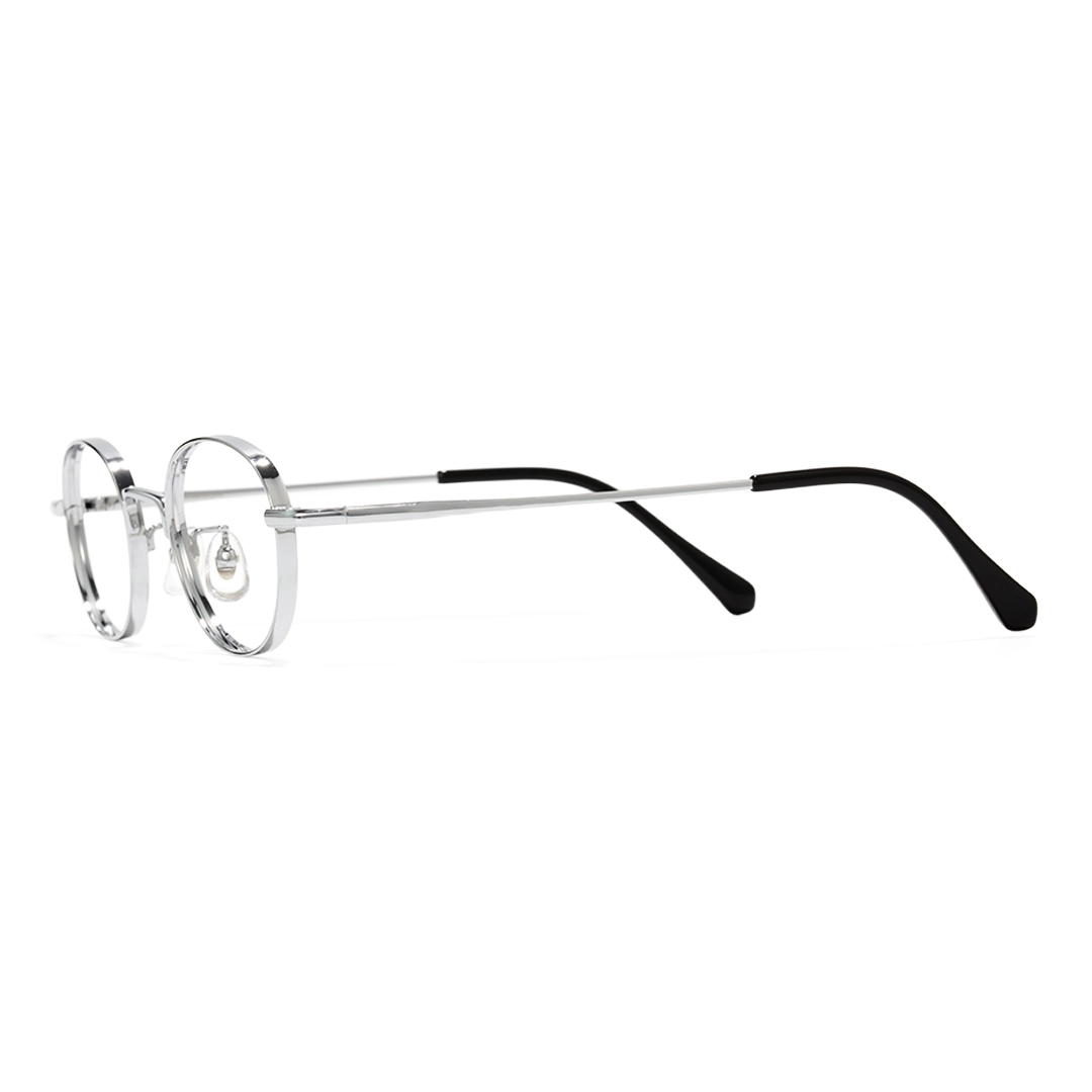 Side view of Astr y2k oval titanium eyeglasses OT0282502 in silver