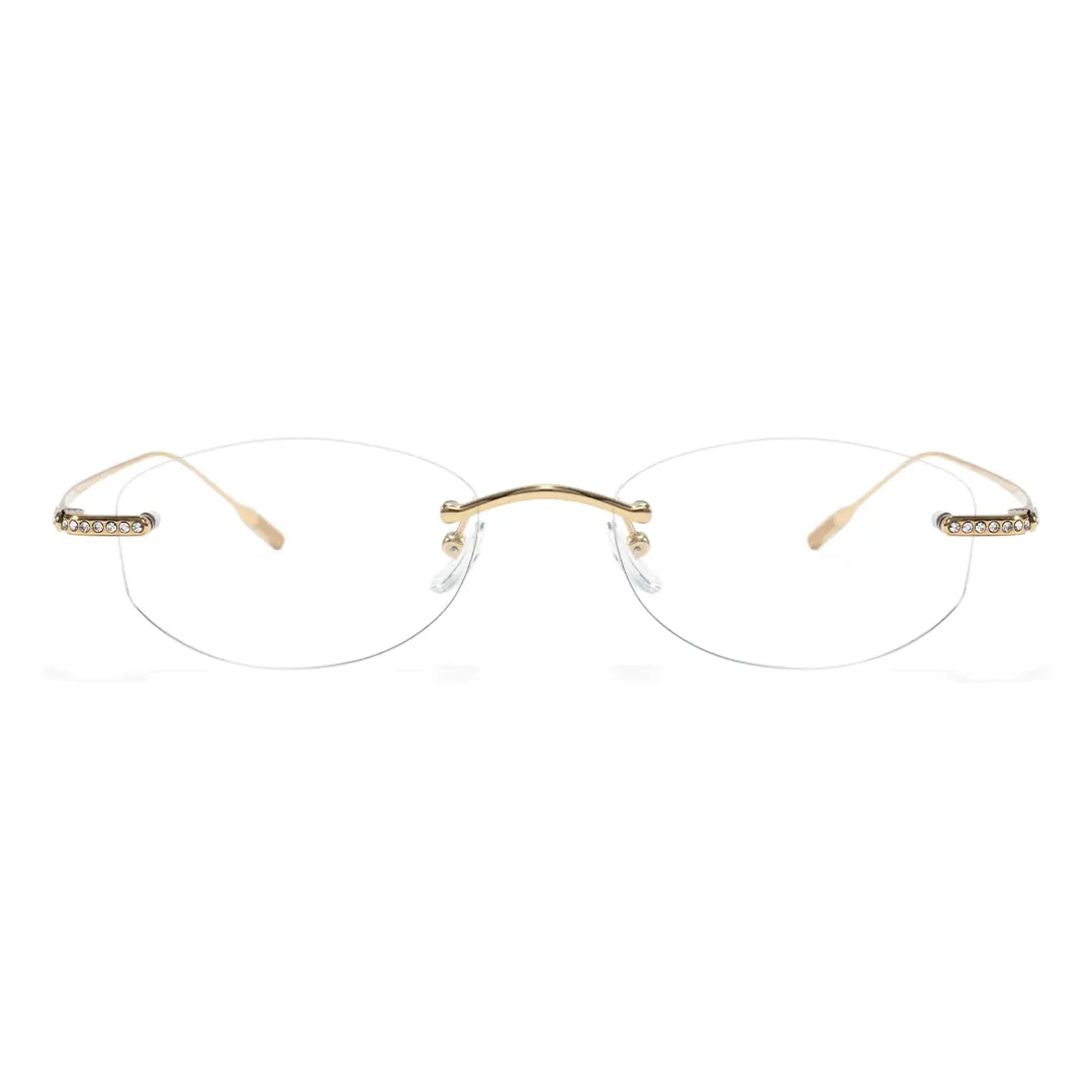 Front view of Mirelle fashion oval titanium eyeglasses OT0312604 in gold