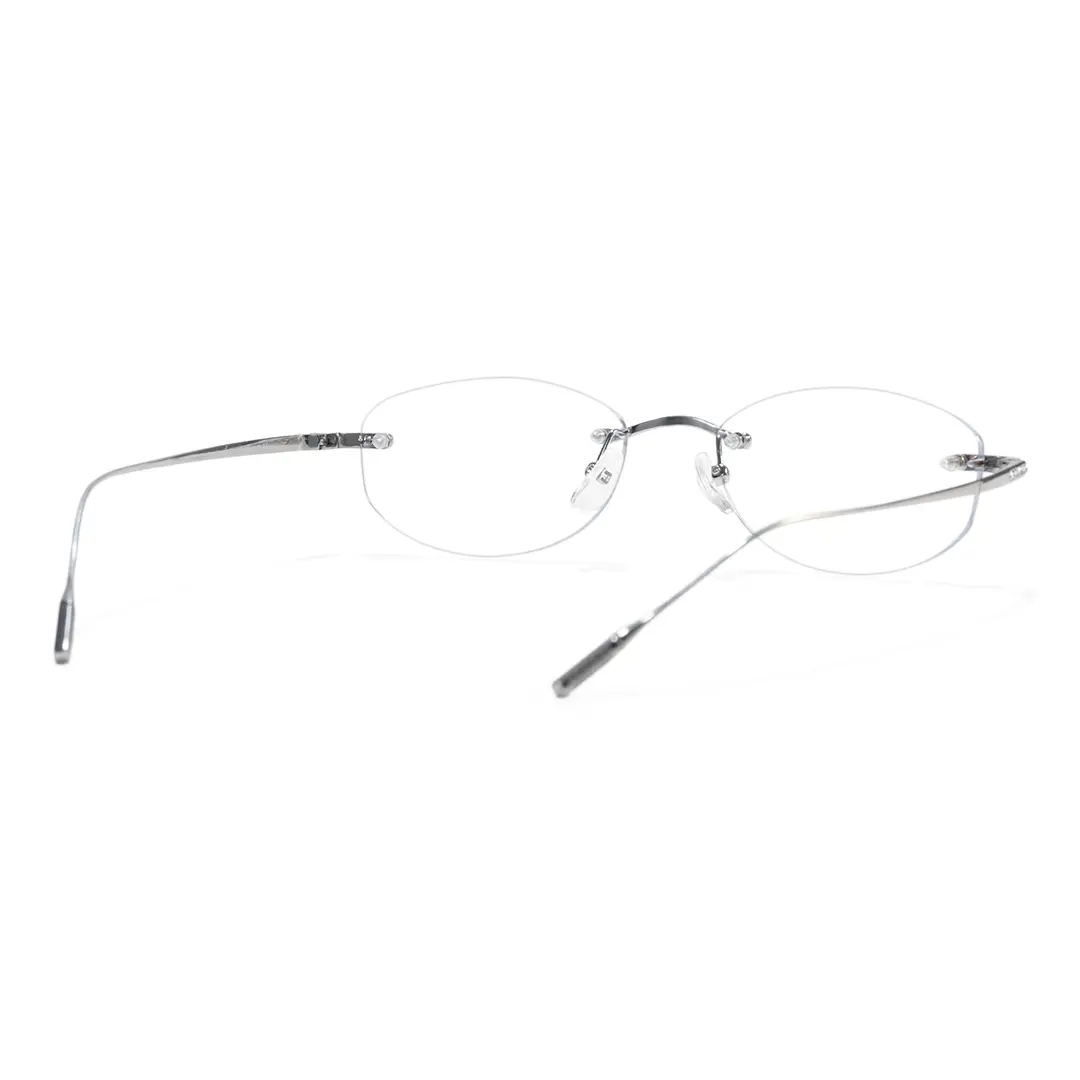 Back view of Mirelle fashion oval titanium eyeglasses OT0312604 in silver
