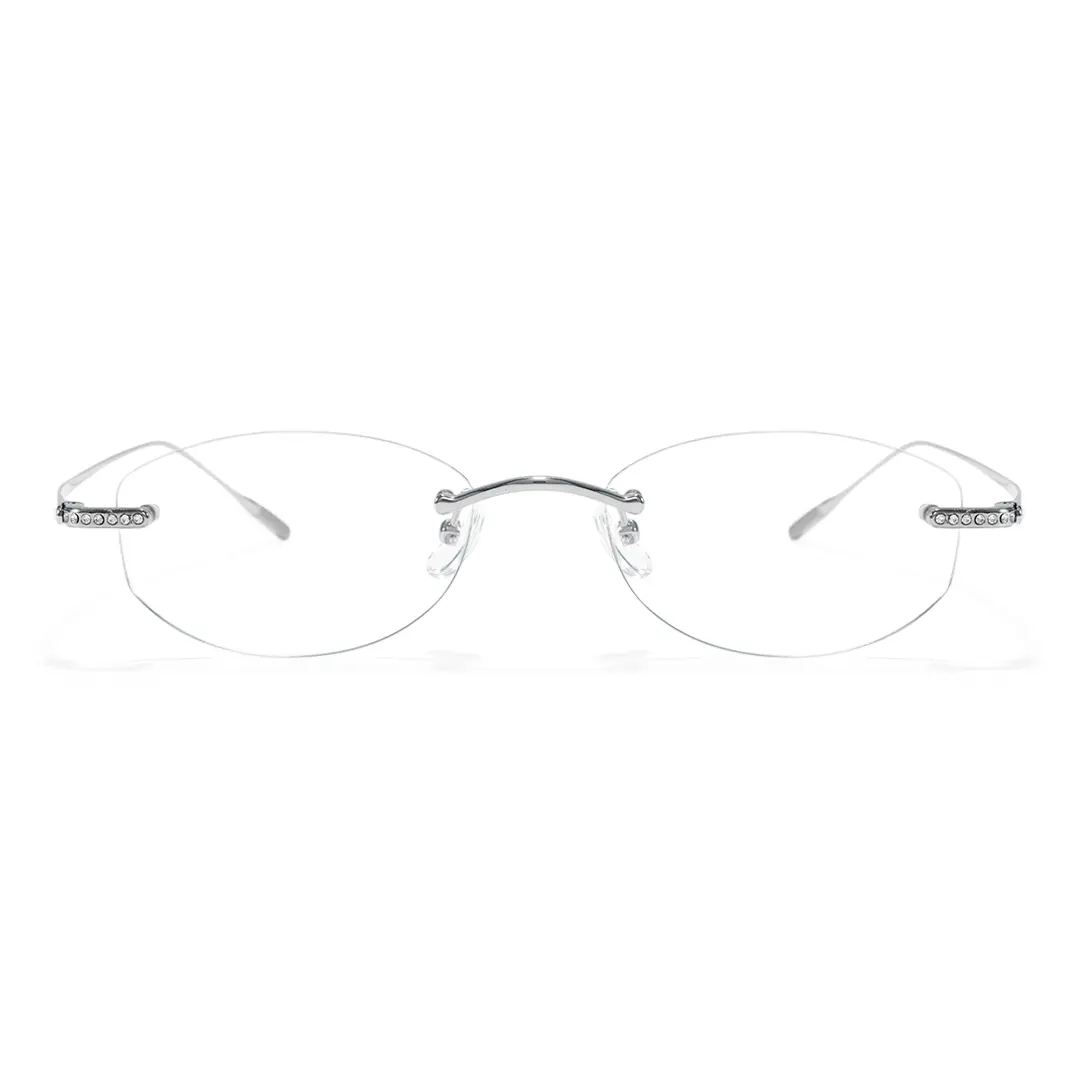 Front view of Mirelle fashion oval titanium eyeglasses OT0312604 in silver