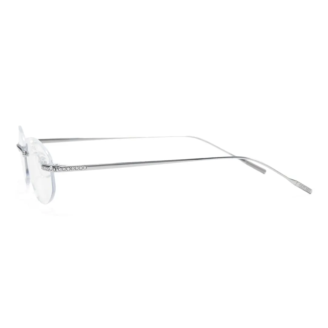 Side view of Mirelle fashion oval titanium eyeglasses OT0312604 in silver