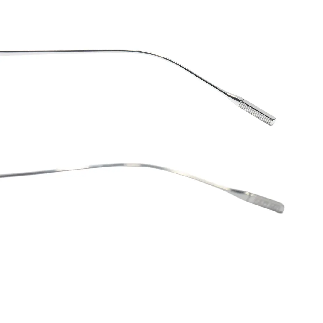Temple detail of Mirelle fashion oval titanium eyeglasses in silver. SPU: OT0312604