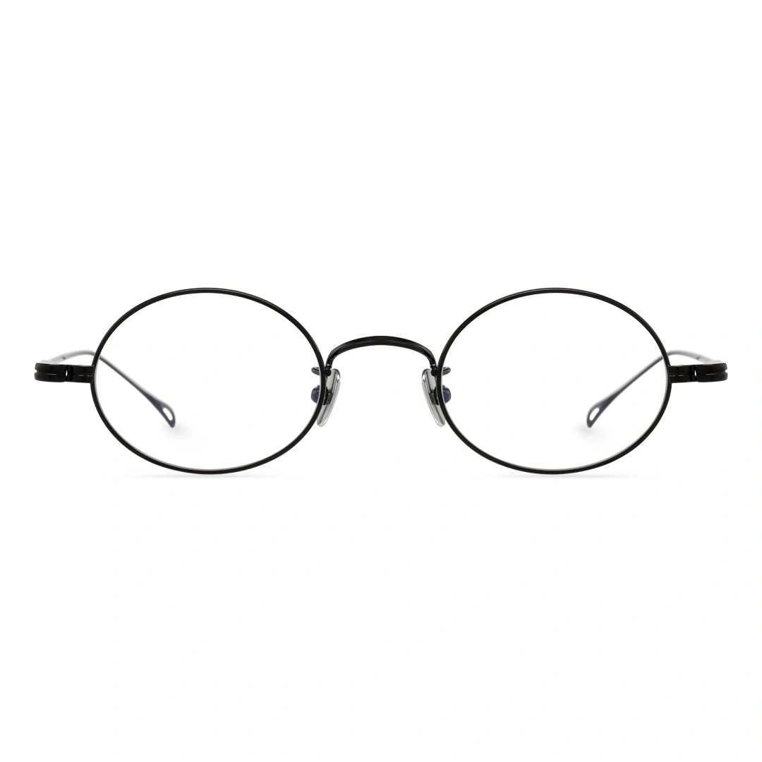 Front view of Gannon y2k oval titanium eyeglasses OT0402412 in black