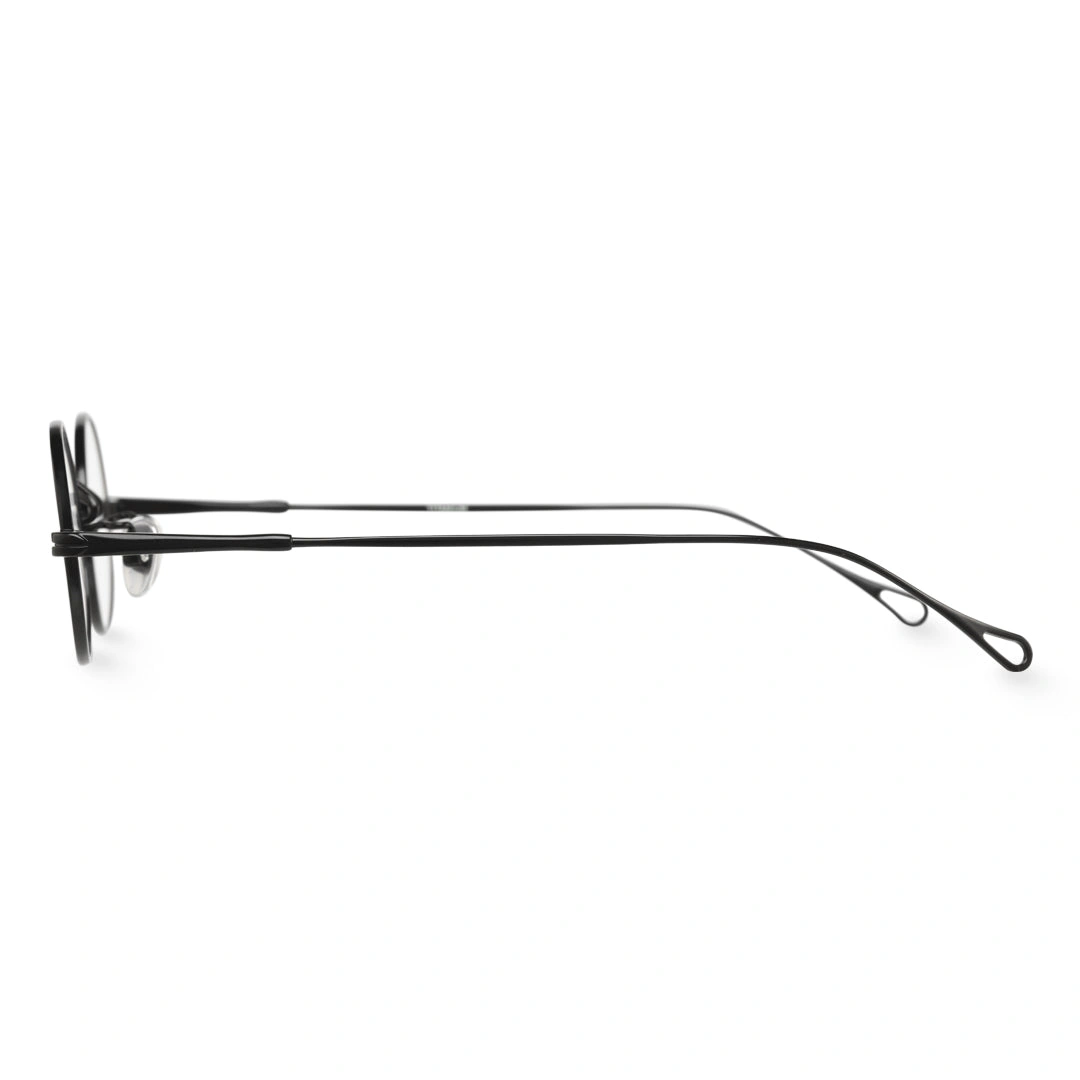 Side view of Gannon y2k oval titanium eyeglasses OT0402412 in black