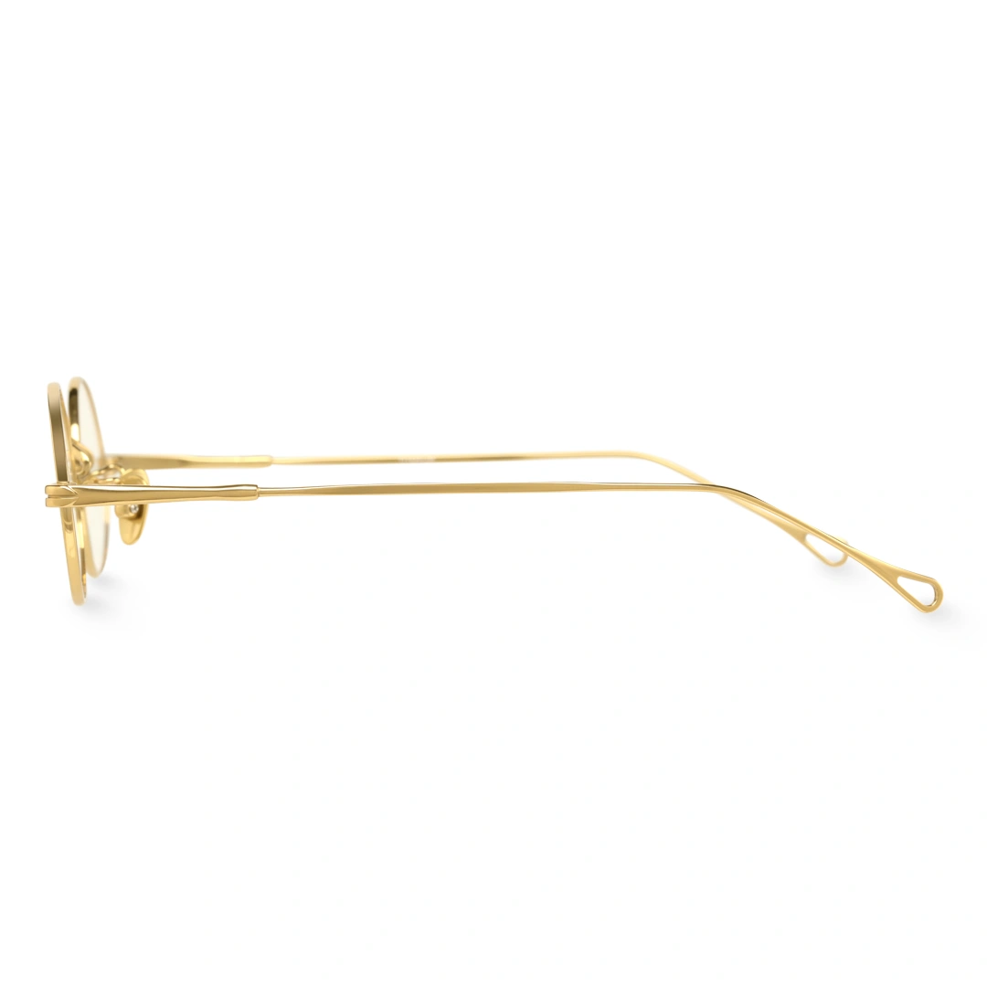 Side view of Gannon y2k oval titanium eyeglasses OT0402412 in gold