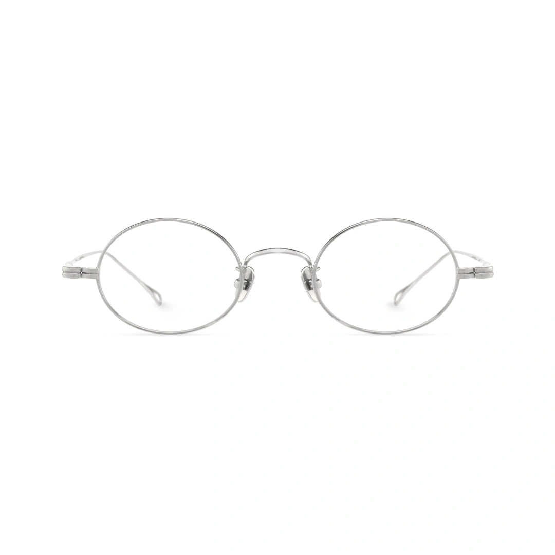 Front view of Gannon y2k oval titanium eyeglasses OT0402412 in silver