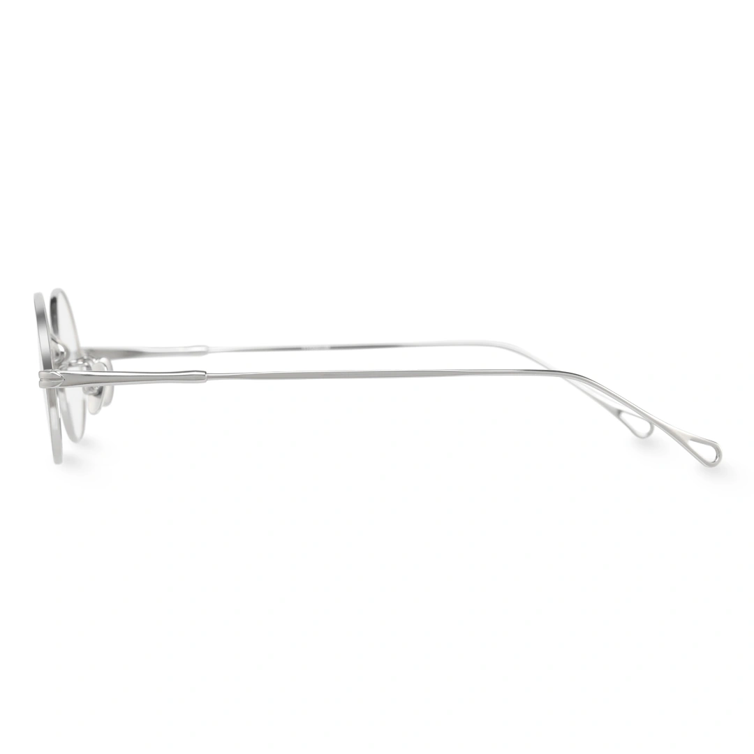 Side view of Gannon y2k oval titanium eyeglasses OT0402412 in silver