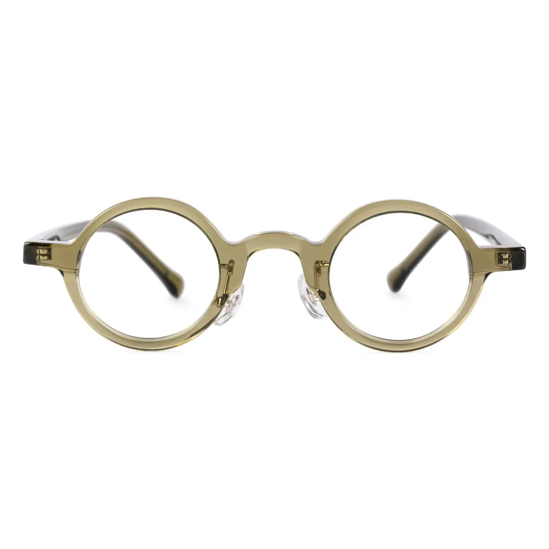 Front-view of Lala round acetate eyeglasses RA0012306 in army green
