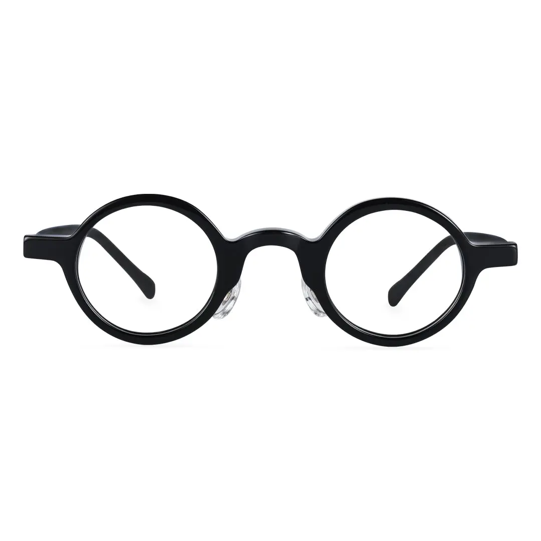 Front view of Lala round acetate eyeglasses RA0012306 in black