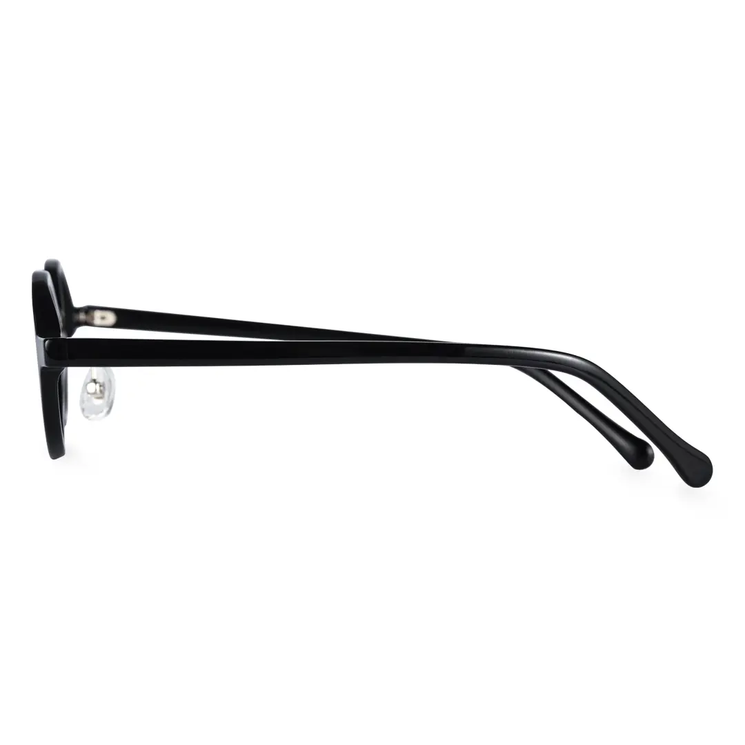 Side view of Lala vintage round acetate eyeglasses in black. SPU: RA0012306