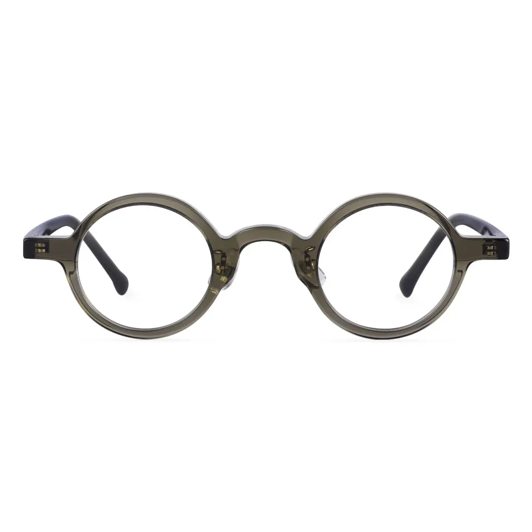 Front view of Lala vintage round acetate eyeglasses RA0012306 in grey